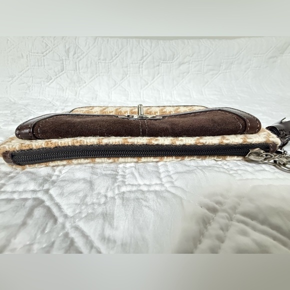 Coach Hamptons Vintage Mini Bag Y2K Brown Houndstooth Wool & Suede Turnlock - Picture 7 of 16